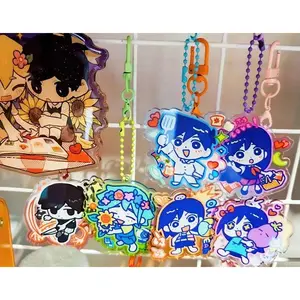 Game OMORI Mari Kel Aubrey Henry Hero Basil Sunny Cosplay Keychain Kawaii Acrylic Pendant Keyring Key Chain Bag Accessories Prop