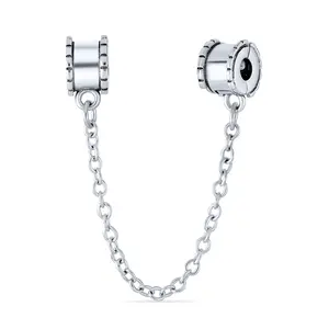 Bead Charm Safety Chain Spacer Stopper Charm Bead .925 Sterling Silver