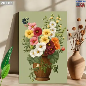 2D Flat Floral Bouquet In Wooden Pot Rectangle Acrylic Pendant Ornament For Living Room And Bedroom Decor Christmas Gift For Family feminist canvas luxury home steals princess retro otaku aesthetic couple Wall Hanging Cross Decor music wall art preppy bar