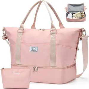 Gym Bag for Women, Travel Essentials for Women Overnight Duffel Bags with Shoes Compartment Large Capacity Travel Duffle Bag with Dry-Wet Pocket