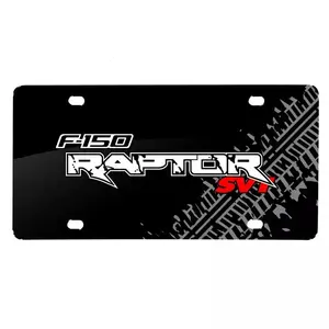 Ford F-150 Raptor SVT Double Logo Tire Mark Graphic Black Acrylic License Plate 6x12 Inches Aluminum
