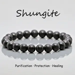 Russia Shungite Bracelet for EMF Protection Healing Energy Shield Stress Relief Spiritual Protection Fashionable Unisex Jewelry Matte Black Beads Adjustable Cord