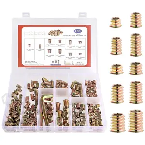 Threaded Inserts for Wood, 1/4"-20, 5/16"-18, 3/8"-16 Threaded Wood Inserts Furniture Screw Assortment, Wood Threaded Inserts with Hex Wrench