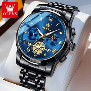 OLEVS Original Brand Fashion Watch for Men Waterproof Luminous Quartz Analog Wristwatch with Date Stainless Steel Multifunction Big Face Easy to Read Mans Watches 2859