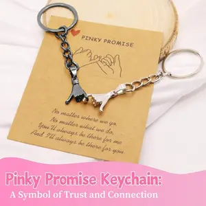 Keychain Gifts for Boyfriend, 2PC Pinkie Promise Matching Couples Metal Keychain Set for Boyfriend Girlfriend, Long Distance Friendship Bag Pendant