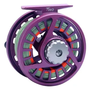Maxcatch Tino Fly Fishing Reel (3/4wt 5/6wt 7/8wt) and Pre-Loaded Fly Reel with Line Combo (Reel with Line Pre-Loaded (Purple) 5/6wt)