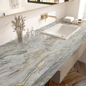 Gray  Marble Contact Paper for Countertop Matte Marble Peel and Stick Countertops Granite Wallpaper for Bathroom Self Adhesive  Wall Paper for Cabinets Table Tops 15.8''x236''