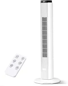 【NOT AC】Antarctic Star 43 Inch Tower Fan - Portable Electric Oscillating Fan with Remote Control, Quiet Operation, 3 Speed Settings & Timer Function, Bladeless Floor Standing Fan for Bedroom, Office & Indoor Use[No Cooling]