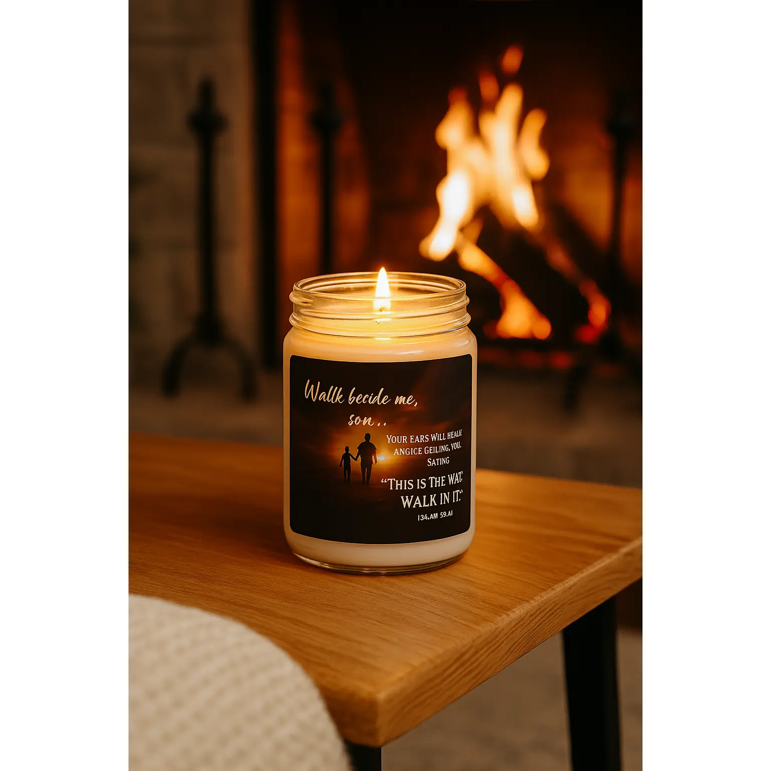Christian Candle Gift for Son – “Walk Beside Me” Isaiah 30:21 – Inspirational Bible Verse Candle – Aromatherapy for Peace, Faith & Comfort – Personalized Spiritual Decor for Men – Thoughtful Self-Care Gift
