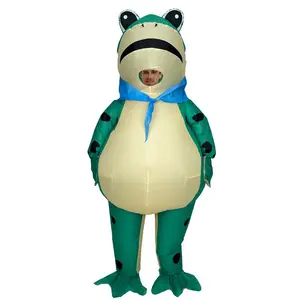 Hot Frog Polyester Inflatable Costume, Frog Full Body Deluxe Funny Air Blow Up, Fits 155-190cm/61-74.8inch, with Fan & Box, Suitable for Men Women Halloween