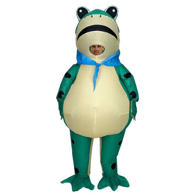 Hot Frog Polyester Inflatable Costume, Frog Full Body Deluxe Funny Air Blow Up, Fits 155-190cm/61-74.8inch, with Fan & Box, Suitable for Men Women Halloween