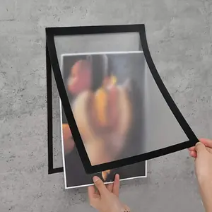 2 Pack A4 Magnetic Self-Adhesive Photo Frames Portable Wall-Mounted Plastic Photo and Document Display Frames, Suitable for Photos, Magnetic Whiteboards, Magnetic Photo Frames Folders No Screws No Installation Required