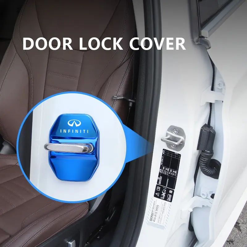 4Pcs Titanium Alloy Car Door Lock Protective Cover Metal Cap For Infiniti QX55 QX50 QX60 Q50 Q70L QX30 QX80 Q60 Q70 QX70 Q30 Q60S ESQ JX EX FX QX G M Car Accessories