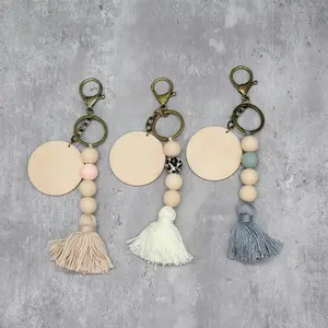 Boho Silicone Bead Keychain With Disc
