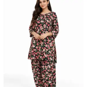 Small Linen 2 Piece Casual Dress for Summer and Fall Soft Womenswear Shirt Shalwar Elegant  Style  Elastic pull on waist