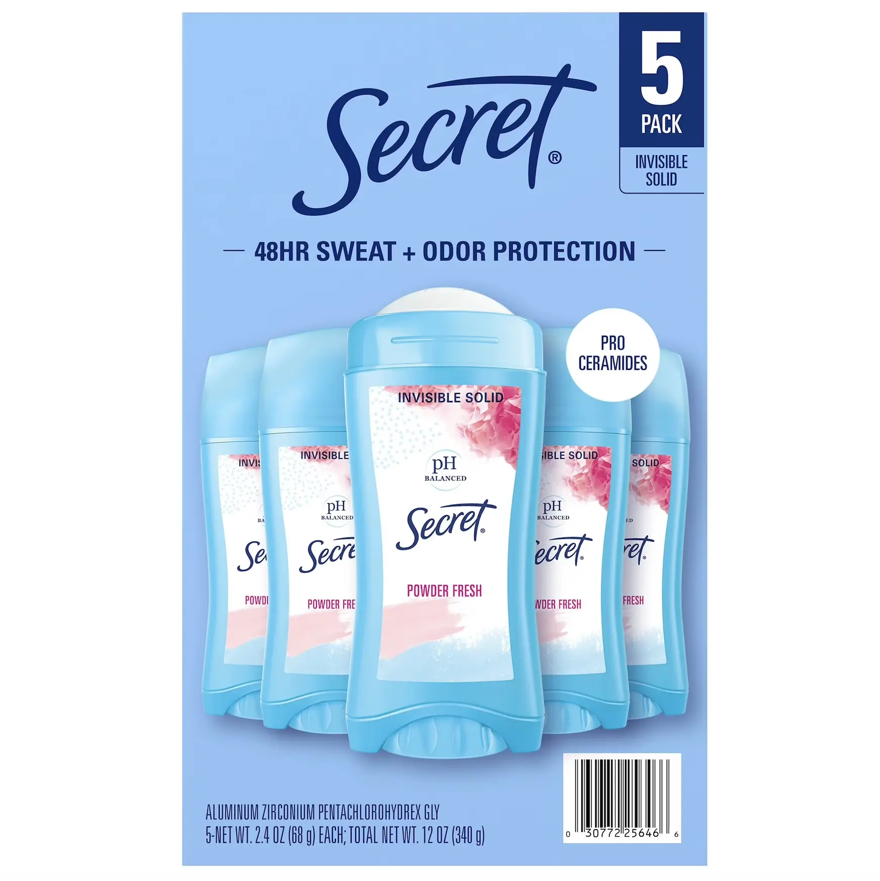 Secret Invisible Solid Antiperspirant Deodorant Powder Fresh 2.4 oz. 5 pk Secret Invisible Solid Antiperspirant Deodorant Powder Fresh 2.4 oz. 5 pk