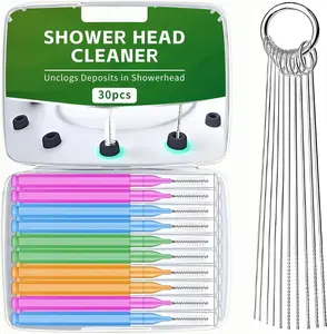 Shower  Cleaner Tool Set, Multi-Size Shower  Cleaning Brush for Small Hole Anti-Clogging Nozzle with Storage Boxes, Picks Fitting Nozzle Unclogger for Household Bathroom (30 Pcs)