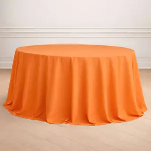 Polyester 132" Round Tablecloth Orange - Seamless Chic Table Cover