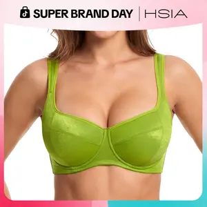 HSIA Starry Night Balconette Bra with Wider Padded Straps for Women Plus Size Shimmer Underwire Bra 4mm Lightly Padded Demi Bra Full Coverage Lifting Support Back Smoothing Natural Push Up Daily Large Bust Bras