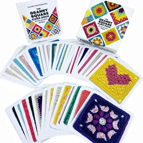12DAYS 2026 Granny Square Crochet Card Set (50 Cards, Compact Size) - Beginner-Friendly, 50 Unique Designs, Crochet Patterns, Color-Coded Paper, Birthday Gift for Craft Enthusiasts with Easy Crafting Guide
