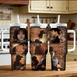 1pc 40oz Stainless Steel Thermos Mug | Movie & TV Peripheral | Urban Cowboy Classic Quote Theme | Suitable for Outdoor, Sports, and Indoor Use | Personalized Birthday/Holiday Gift | Large Capacity Water Bottle