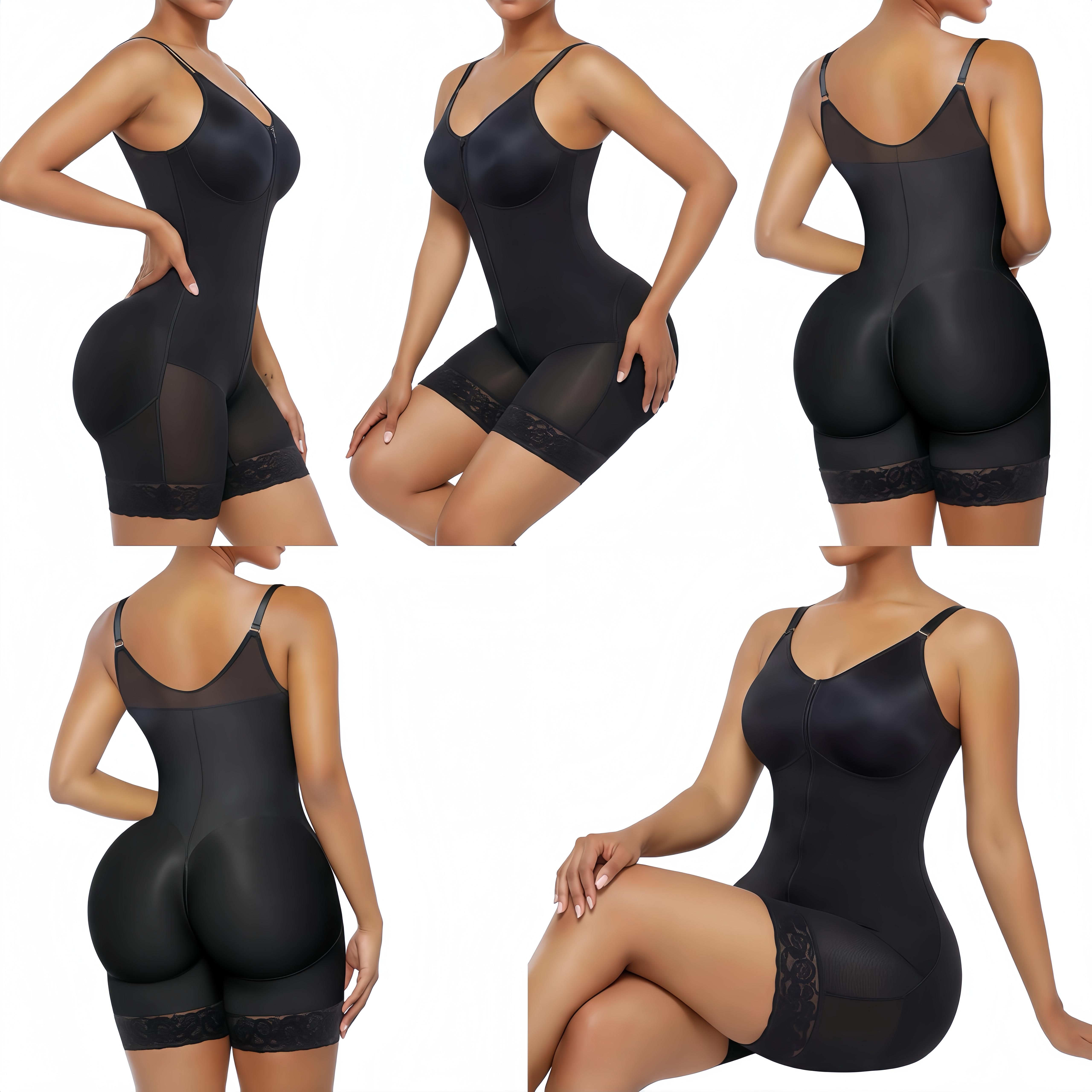 Women's  Fajas Colombianas shapewear Tummy Control Butt Lifter Shaper with Zipper Crotch detachable shoulder strap Womenswear Bodysuit Compression