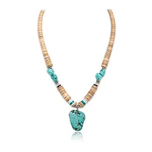 .925 Sterling Silver Certified Authentic Navajo Native American Natural Graduated Melon Shell Necklace  15606-55