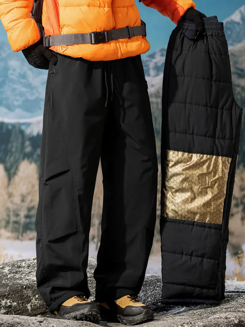 Men's Ultra-Thick Fleece Graphene Heated Winter Ski Pants, Essential Snowboarding Gear, Warm and Comfortable Winter Clothing