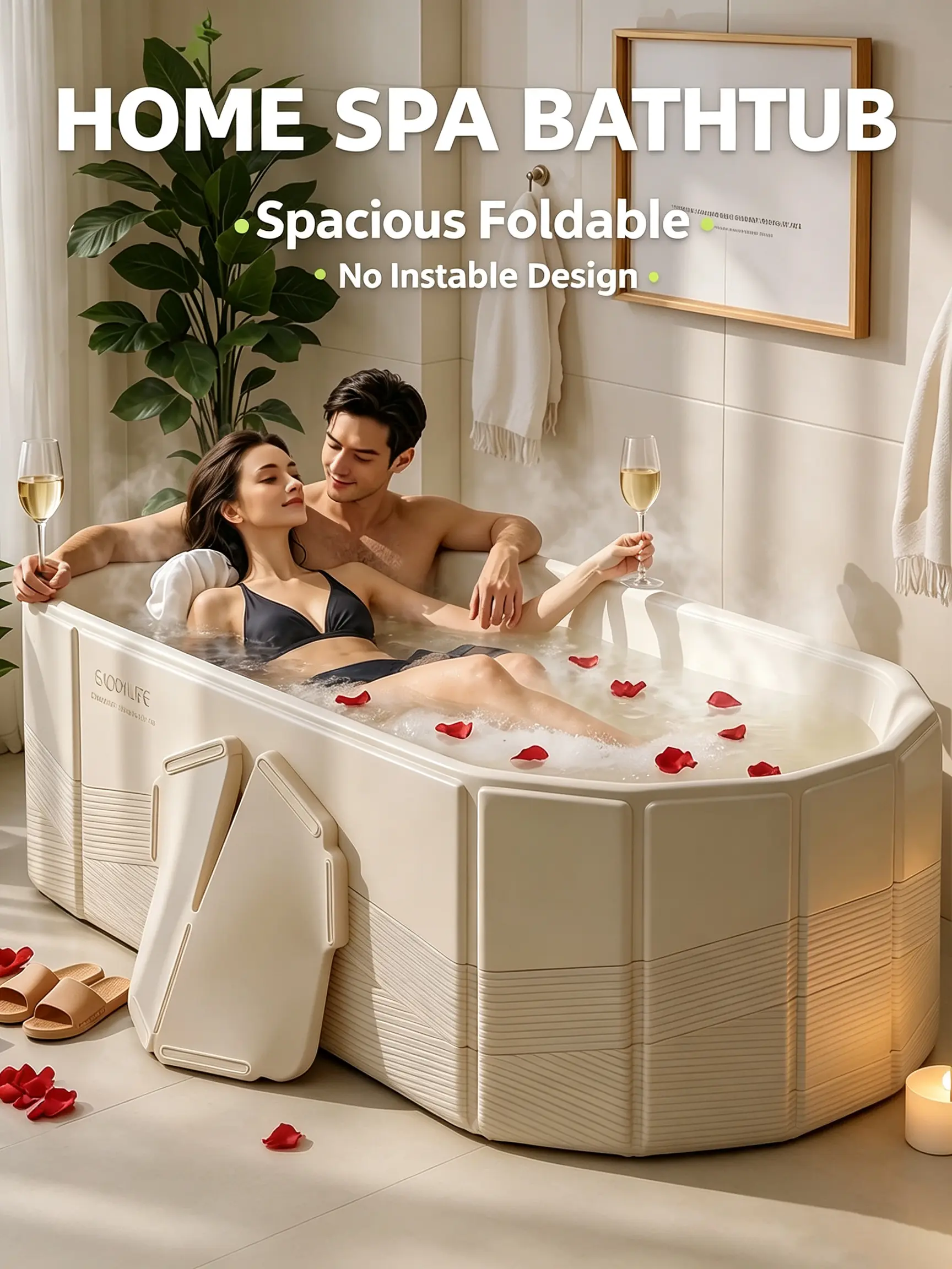 Portable insulated bathtub, Ice Bath Tub for Athletes, Inflation-free bathtub for shower, Ice Plunge Tub with Cover, Baths at Home & Outdoor