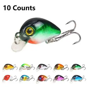 10PCS Mini Crankbait Fishing Lure 3cm/1.18in 1.6g/0.05oz Artificial Hard Bait Set Fishing Lures Kit Wobblers Crank Bait Sea for Pike Bass Trout Pesca Fishing Tackle