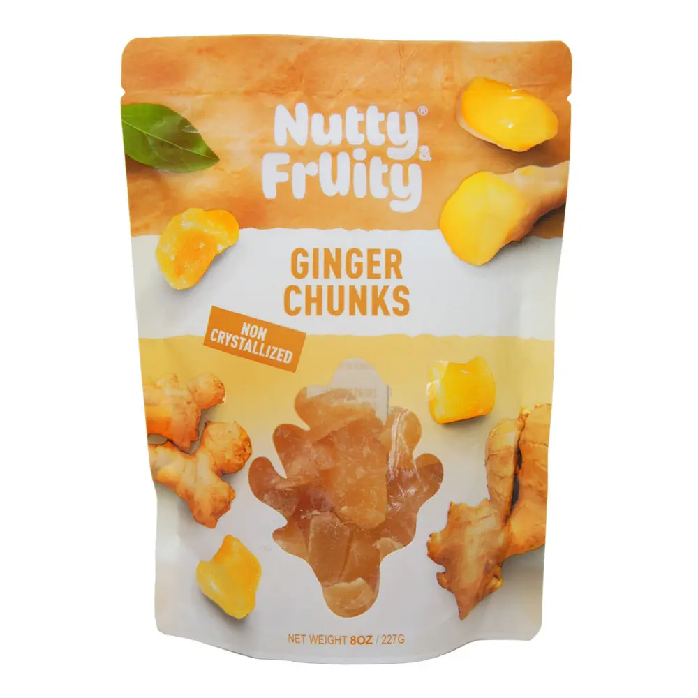 Nutty & Fruity Ginger Chunks 8 Oz | All-Natural Non-Crystallized Chewy Ginger Snack