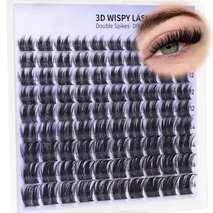 Dense Cluster False Eyelashes, Fine Type 10-16mm DIY Lash Extensions, Thick Comic Style Lash Clusters, Bold Look Makeup, Volume Lash Clusters