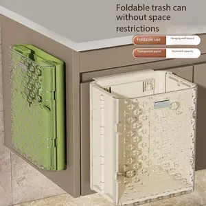 Kitchen Foldable Wall-Mounted Trash Can, No Bending Required, Large Capacity Paper Bin, Kitchen Waste Cabinet Door Hanging Holder