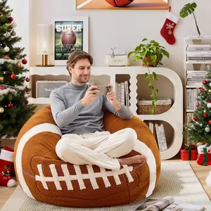 Sports Football Bean Bag Chair - Giant Bean Bag Chairs for Adults and Kids - Bean Bag Sofa Couch with Filler - Football Plush BeanBag Furniture Perfect for Super Bowl in Living Room Bedroom Dorm,4ft,Boyfriend Gifts,Men Gifts