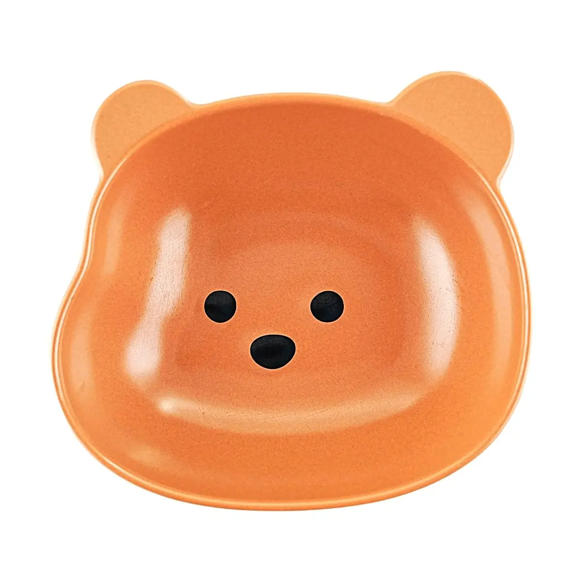 Golden Lion 6" Korean Style Ceramic Rice Bowl - Matte Honey Orange, Bear Design, 15x13.5x5cm