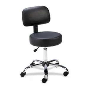 Round Stools w- Back- Pneumatic- 16in. Seat- 10in.x16in. Back- Black, 10" High X 16" Wide, Adjustable