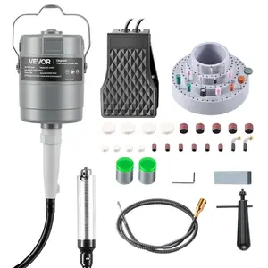 VEVOR Flex Shaft Grinder, 150W 23000RPM Electric Flex Shaft Rotary Tool, Foot-Pedal Control Hanging Carver Grinder with 112PCS Accessory Kit for Sanding Buffing Polishing Cutting