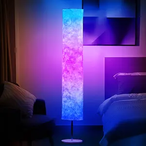 1 RGB color changing LED floor lamp, modern floor lamp in color mode, white fabric shading, gift for living room and bedroom, New Year gift, Valentine's Day gift, birthday gif