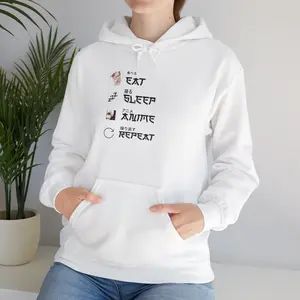 Anime Hoodie - Eat Sleep Anime Repeat, Graphic Hoodie for Anime Fans, Otaku Gift Sweatshirt, Manga Lover, Unisex Hooded Sweatshirt mens hoodies