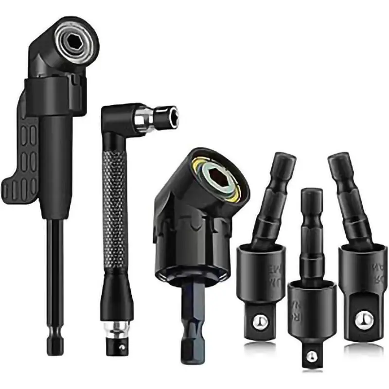 Right Angle Drill Attachment Set, 360° Rotatable Impact Grade Socket Adapters, Hex Shank 105° Angle Drill Adapters & 90° Drill Bits, Power Tools Acces