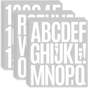 9 Sheet Large Letter Stickers - 3 Inch White Vinyl Self Adhesive Alphabet Number Stickers Stick on Letters for Arts Crafts Outdoor Sign Wall Mailbox Windows Doors Car Poster Board (White, 3 Inch) PartyGarden