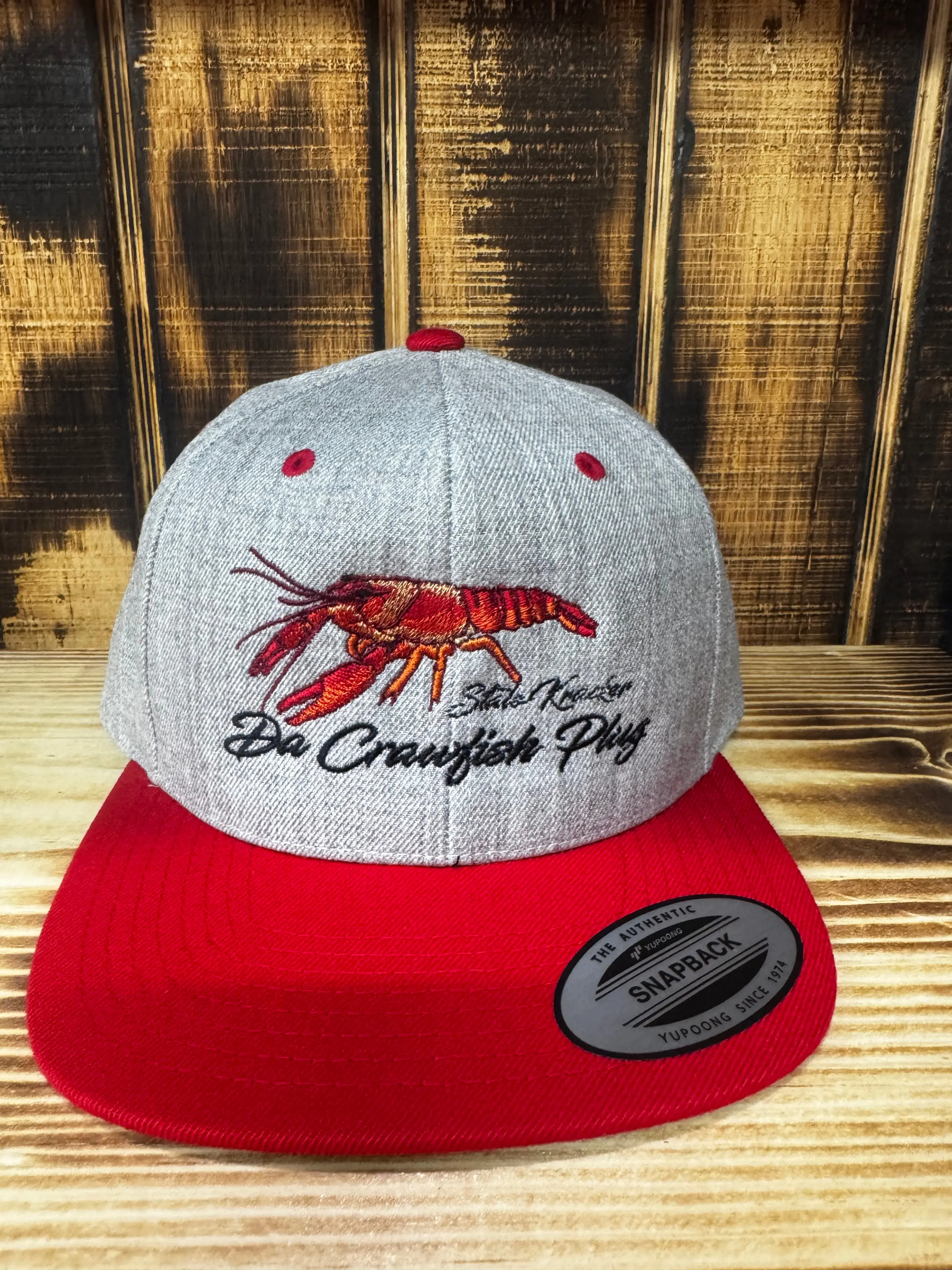 Gray and Red Da Crawfish Plug Hat
