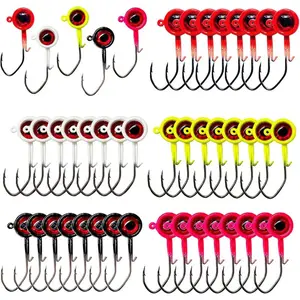 40-Pack Crappie Jig Heads With High Carbon Hooks, 1/32oz 1/16oz 1/8oz Lead Head Lures For Crappie Bass Fishing (Multicolor, Corrosion-Resistant) Perch Barb Design