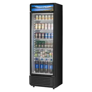 VEVOR Commercial Merchandiser Refrigerator, 6.9 CU. FT Glass Door Display Refrigerator, Beverage Refrigerator Cooler Merchandiser with Adjustable Shelves, Soft LED Light, Customizable Lightbox, Black