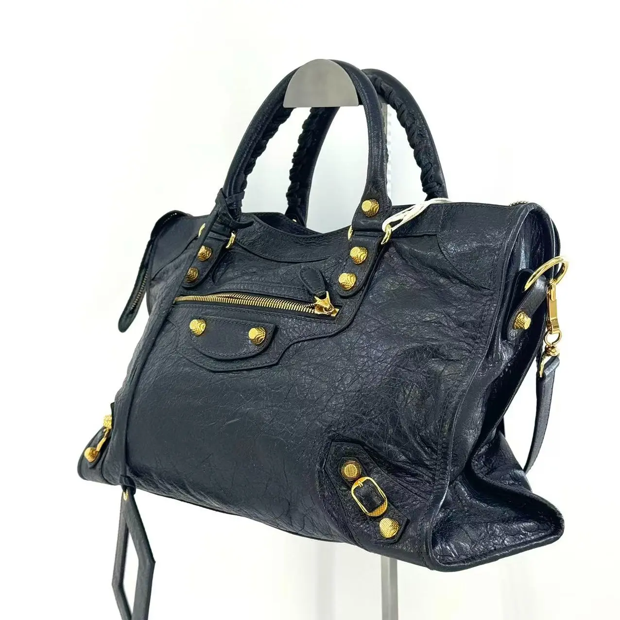 Pre-owned Balenciaga Leather Shoulder Bags Agneau Giant 12 Gold Hardware City Gris Fossile JV00401 NO1