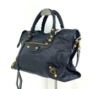Pre-owned Balenciaga Leather Shoulder Bags Agneau Giant 12 Gold Hardware City Gris Fossile JV00401 NO1