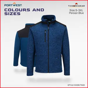 Portwest T830 KX3 Performance Fleece Men’s Soft Knit Fabric With Reinforced Panels For Durable Everyday Wear, Persian Blue