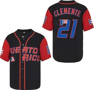 Men's #21 Roberto Clemente Baseball Jersey Puerto Rico World Game Classic Baseball 3D Print Shirt