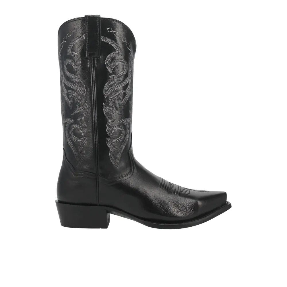 Dan Post Mens Milwaukee Embroidered Pull On Snip Toe Casual Boots Mid Calf - Black Dan Post Mens Milwaukee Embroidered Pull On Snip Toe Casual Boots Mid Calf - Black