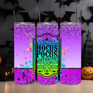 Hocus Pocus Witches Wanted 20oz Tumbler Cup with Lid and Straw Portable Drinkware Flasks for Beverages High-Quality Materials Durable Design